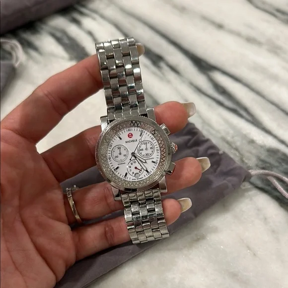 Michele Silver and White Elegant Watch - Picture 4 of 7